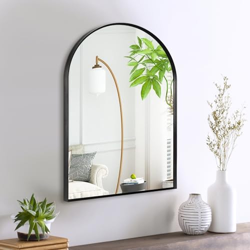 Black Arched Mirror 16x20in, Metal Framed Bathroom Vanity Wall by Minuover