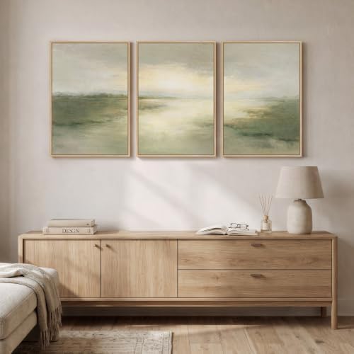 Framed Sage Green Abstract Landscape Wall Art - Image 4