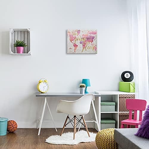 Stupell Industries Glam Pink Ombre Map Travel, 16 x 20 Inch Canvas Wall Art - Image 3
