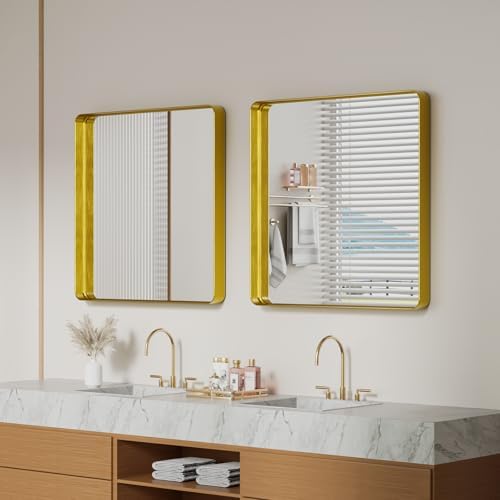 Koonmi Gold Bathroom Mirror, 29x29 Shatterproof Wall Vanity Mirror - Image 3