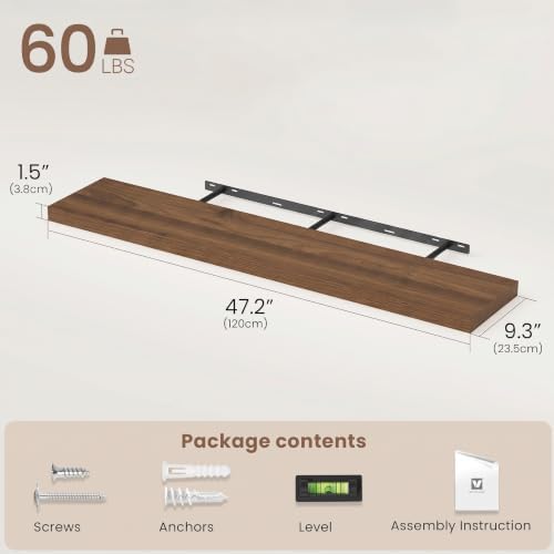 Vivelove Floating Shelves 9 inch Deep 48”Long Set of 2 - Image 3