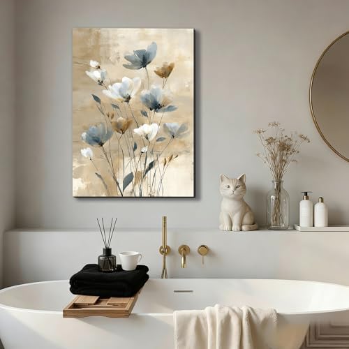 ZERILYN Ship Next Day Neutral Floral Wall Art Canvas Prints Abstract Flower - Image 4