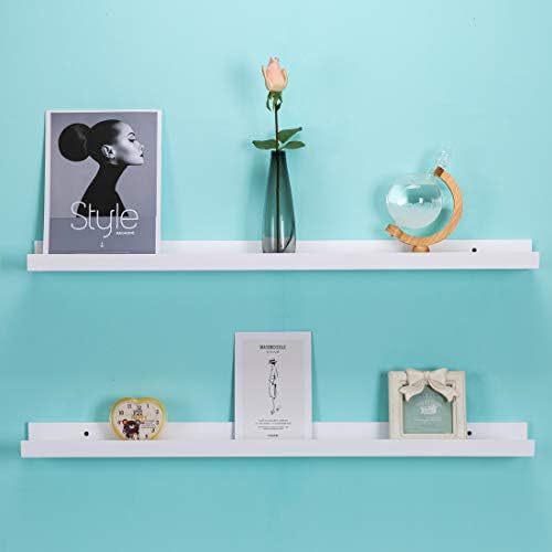 AZSKY 48 Inch Picture Ledge Shelf Floating Shelves Wall Mounted Set of 2 White - Image 2