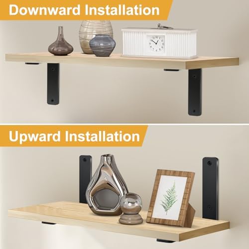 12 Pack - L 8" x H 6" x W1.5, 5mm Thick Black L Shelf Bracket, Iron Shelf - Image 4