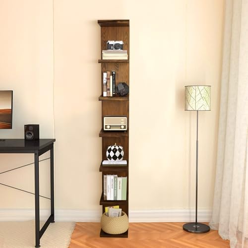 LitaEther Wood Wall Shelf Units, 7 Tier Lack Floating Shelves, Rustic Bookshelf - Image 6