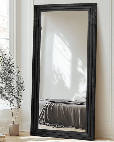 76x34in Full Length Mirror, 3-Tier Stepped Solid Wood Frame - Image 4