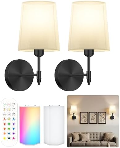 Battery Operated Wall Sconces Set of 2 by Ouyulong