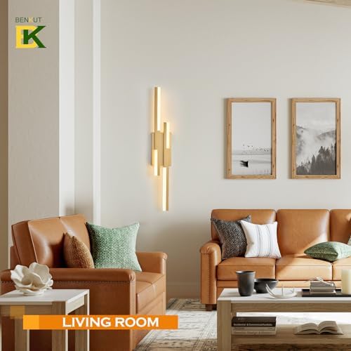 Benkut Modern LED Wall Sconce Gold Remote Wall Light Fixtures - Image 5