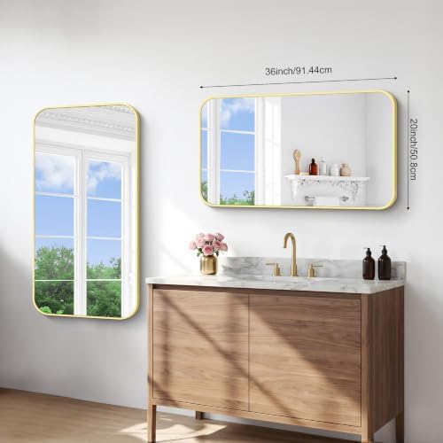 BONEWEI Gold Bathroom Mirror, 20x36 inch Wall Mirror - Image 7