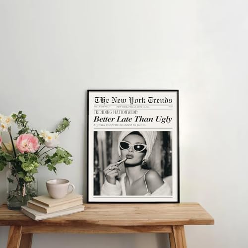 Trendy Feminist Newspaper Wall Art Prints of 6, Retro Black and White Vogue - Image 7