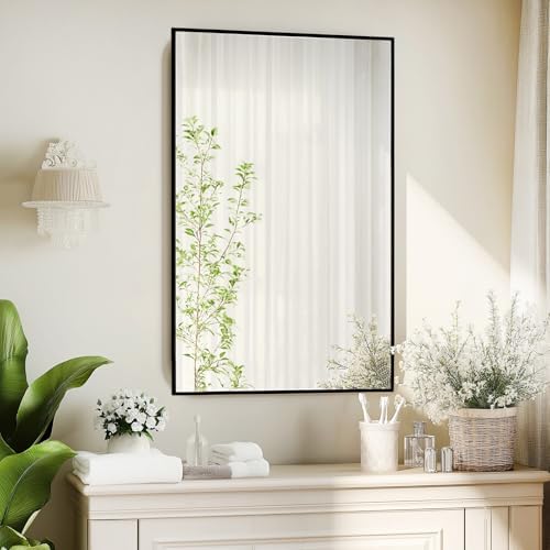 Sunniry Mirrors for Bathroom Sink, 24x32 inch Wall Mirror, Matte Metal Frame - Image 3