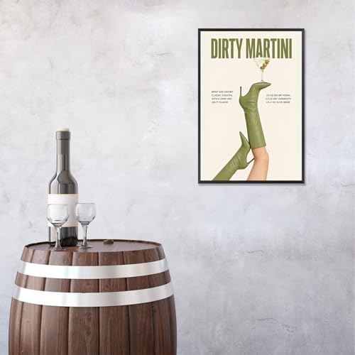 Green Cowgirl Boots Canvas Wall Art Trendy Olive Martini Print Poster Preppy - Image 5