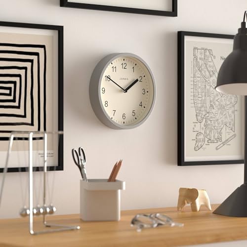 JONES CLOCKS® Spin wall Clock | Small Modern Round Clock | 8" | Gray | Easy to - Image 4