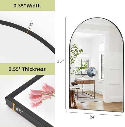 BEAUTYPEAK 24"x36" Arch Bathroom Wall Mirror - Image 4