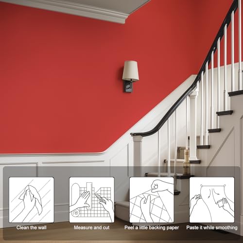 Red Peel and Stick Wallpaper Solid Red Contact Paper A Set of 15.7"x236" Matte - Image 2