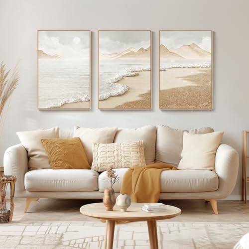 Framed Boho Beach Wall Art, 3 Piece Ocean Decor - Image 3