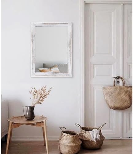 AAZZKANG Mirrors for Wall Rustic Wood Framed Hanging Mirror 20"x16" Decorative - Image 5