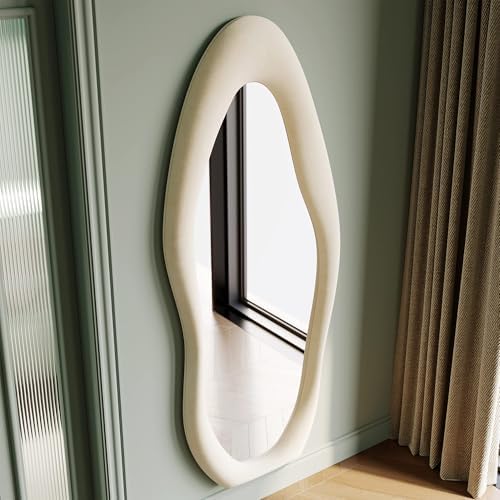 Honyee Full Length Mirror, Flannel Wrapped Wooden Frame Full Body Mirror - Image 3