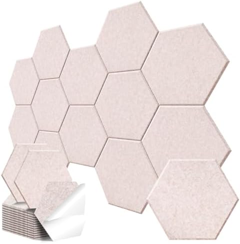 18 Pack Hexagon Acoustic Panels, Self-Adhesive Sound Deadening Panels, Sound by Junwisun
