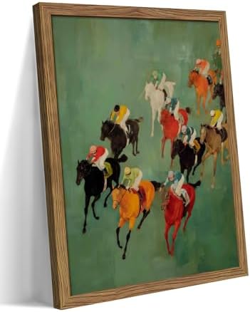 Framed Vintage Abstract Wall Art, Retro Horse Racing Scene Poster Prints by FSYSART