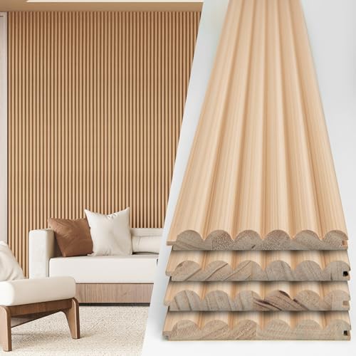 Art3d 108 x 5.7 Inch Fluted Wood Wall Paneling by Art3d
