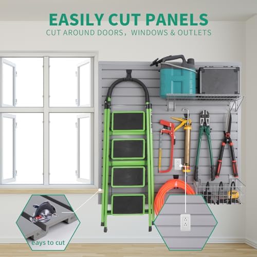 FRAYSCENT Slat Wall Paneling Garage Slat Wall Storage Systems Slatwall Panels - Image 6
