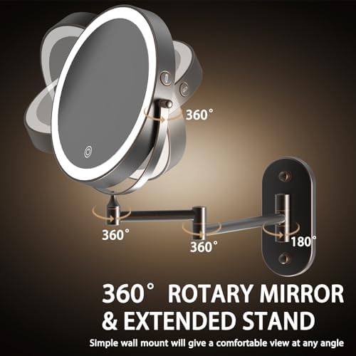 8" Wall Mounted Makeup Mirror, Oval Base, Oil Rubbed Bronze - Image 5