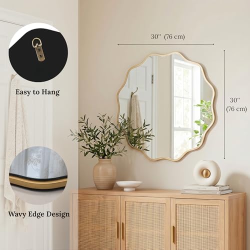 PERFNIQUE Gold Scalloped Mirror, Decorative Modern Wall Decor - Image 2