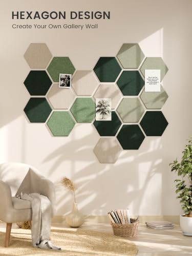 Fluxynara 12-Pack Hexagon Felt Bulletin Board Tiles, Sagewood-1 - Image 7
