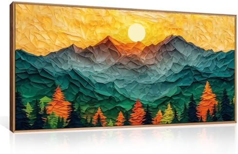 Abstract Boho Mountain Framed Canvas Wall Art Set-40"x20"x1 - Image 5