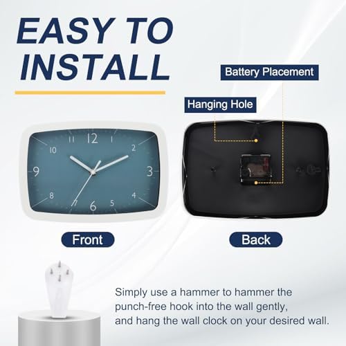 PATIKIL 11 Inch Rectangle Wall Clock, Silent Non-Ticking Modern Wall Clocks - Image 5