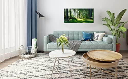 Morning Sunlight Forest Large Stretched Canvas Wall Art - Image 2