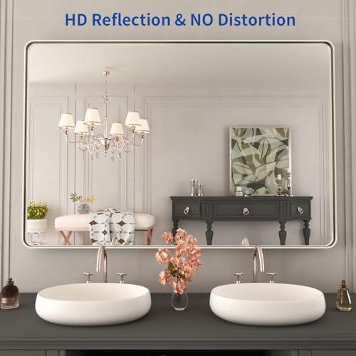 WEER Brushed Nickel Bathroom Vanity Mirror 48X32 Inch - Image 2