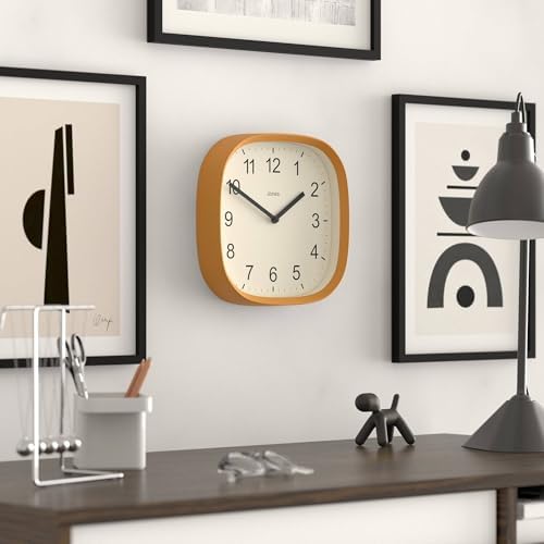 JONES CLOCKS® Sprite wall Clock | Modern Square Clock | 10" | Yellow - Image 5