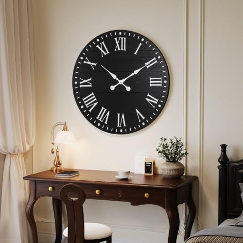 Large Wall Clock with Roman Numeral, 24” Shiplap Farmhouse Clock - Image 4