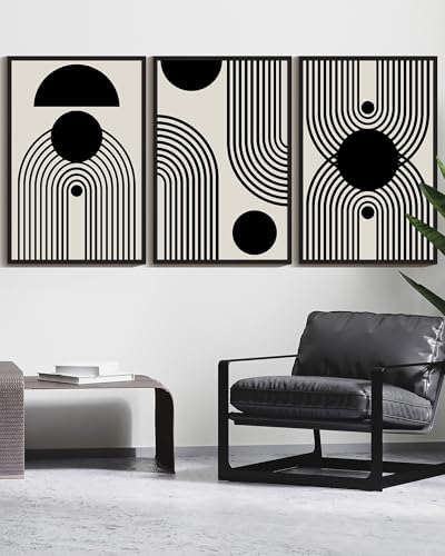 Drsoum Large 24x36in Black and White Abstract Framed Wall Art Decor Duotone - Image 4