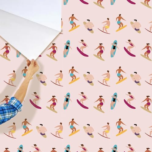 Surfing Peel and Stick Wallpaper Sports Wall Paper Vintage Self Adhesive Liner - Image 5