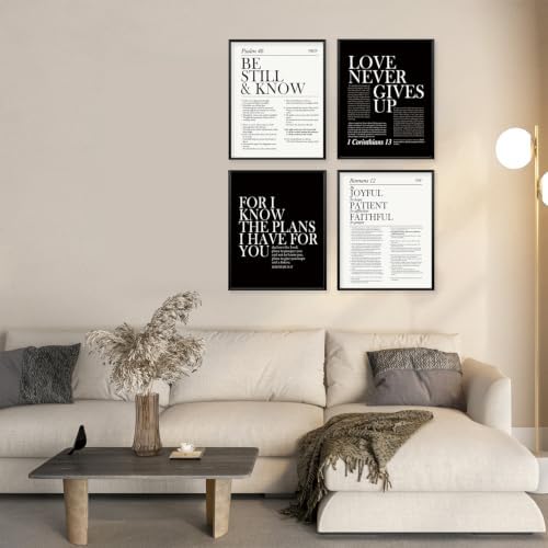 Locomiss Black and White Christian Bible Verse Wall Art Decor, 8x10 Posters - Image 6
