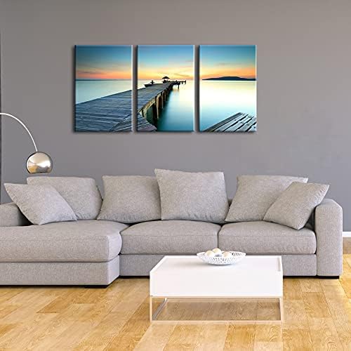 Wieco Art Bridges over the Sea Large Canvas Prints Wall Art Seascape Pictures - Image 2