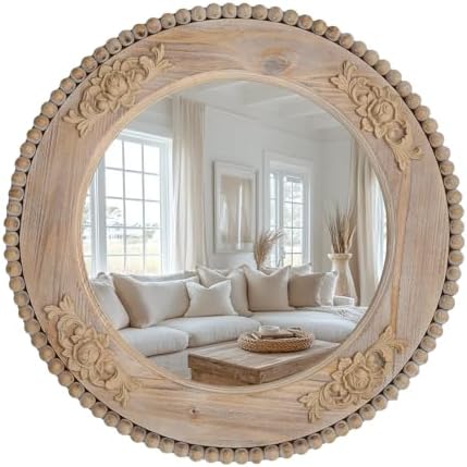 Round Wood Mirror by sawsile