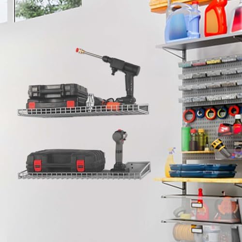 Wallmaster Garage Wall Shelves 23.6"x11.8" Wall Mount Metal Shelves 2 Pack - Image 2