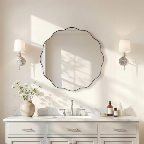 ANDY STAR Chrome Round Wall Mirror 24 inch, Polished Metal Frame Circle by ANDYSTAR