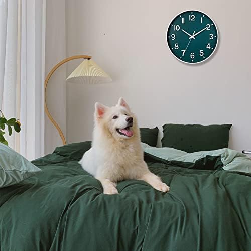 HZDHCLH 12 Inch Silent Wall Clock Battery Operated Non Ticking Dark Green - Image 4