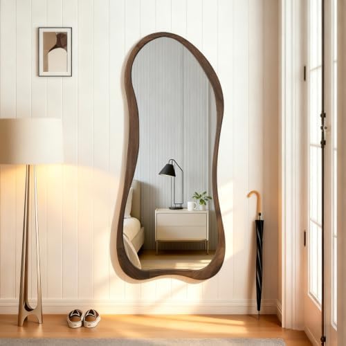 AAZZKANG Full Length Mirror Irregular Wood Framed Floor Mirrors Large - Image 6
