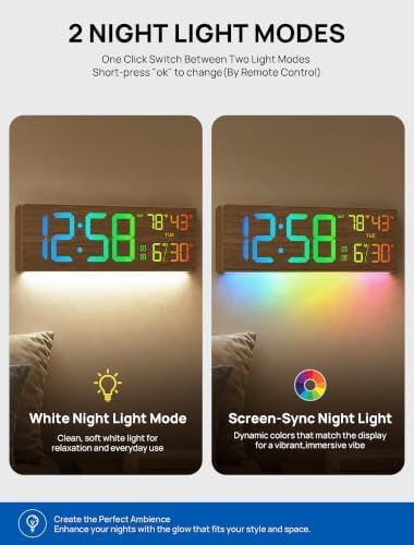 RGB Large Digital Wall Clock, 15.7" Digital Clock Large Display - Image 5