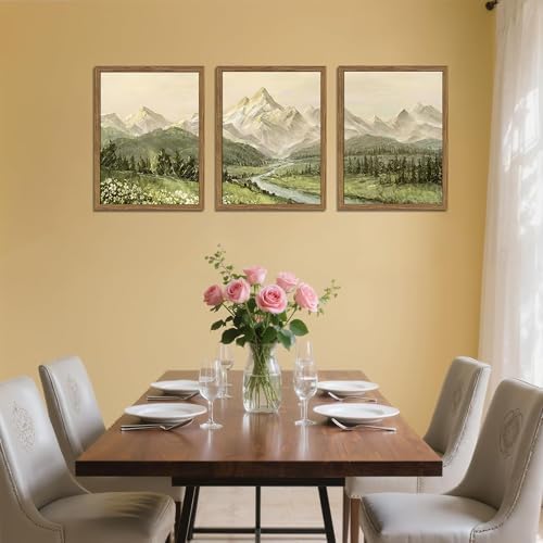 Framed Mountain Wall Art for Living Room, Vintage Forest Rustic Farmhouse - Image 7