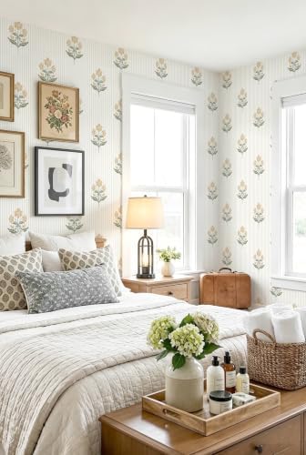 Safiyya Wallpaper Peel and Stick Beige Floral Contact Paper - Image 6