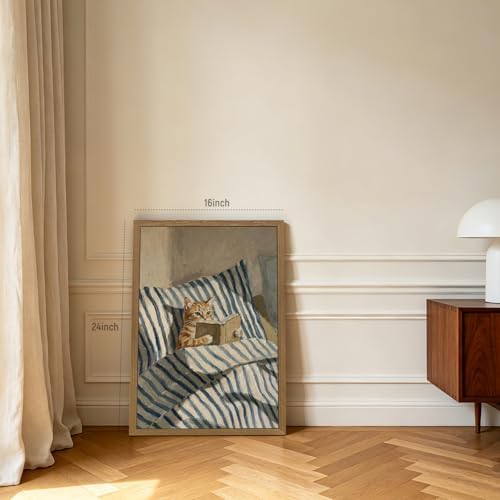 Cyebmo Funny Tabby Cat Wall Art, Whimsical Cat Reading Book Wall Decor - Image 6