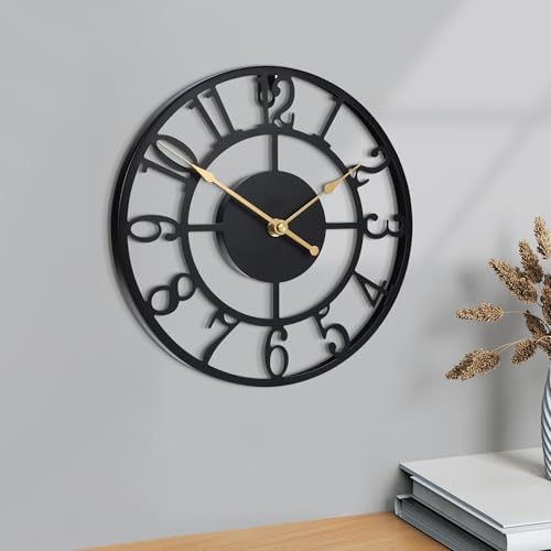 Wall Clock Battery Operated, Silent Non Ticking Modern Rustic Metal Small Clocks - Image 6