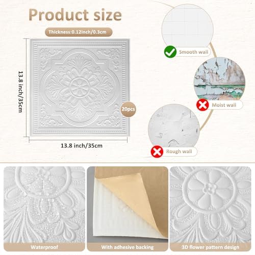 Nuanchu 40 Pcs 13.8 x 13.8 Inch Ceiling Tiles Peel and Stick - Image 2
